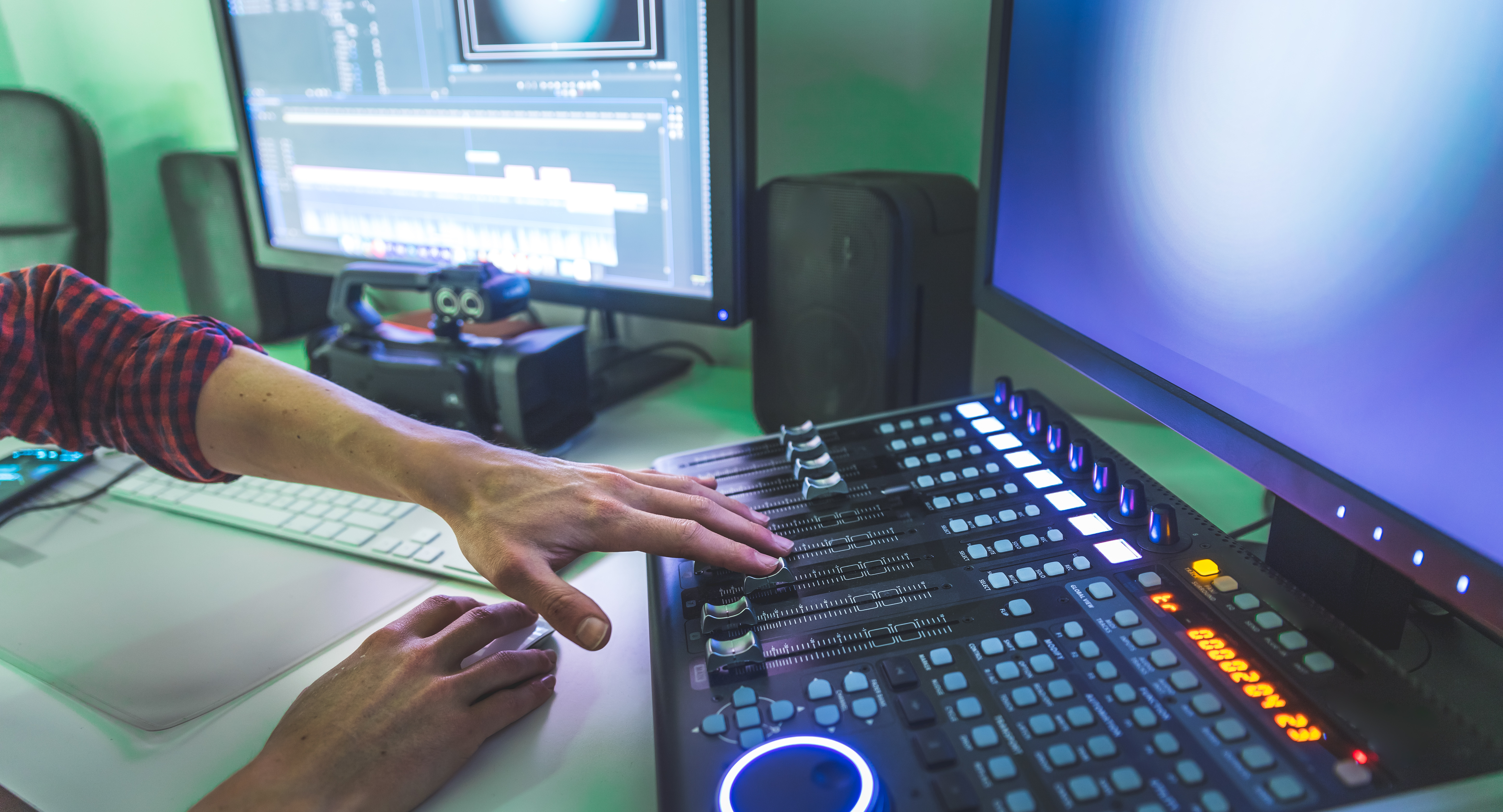 Video,Editing,,Recording,And,Cutting,Room,With,Monitors,And,Sound